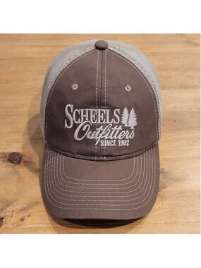 Scheels Outfitters Hat Snapback Trucker Unstructured Mesh Back Brown Outdoor